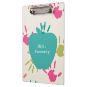 Turquoise Apple Colorful Handprint Teacher Klembord (Links)