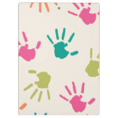 Turquoise Apple Colorful Handprint Teacher Klembord (Achterkant)