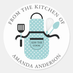 Turquoise Apron Kiss Ronde Sticker