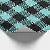 Turquoise Aqua Black Grote Buffel Plaid Lumberjack Cadeaupapier (Hoek)