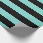 Turquoise Aqua Black XL Stripes Pattern V Cadeaupapier (Hoek)