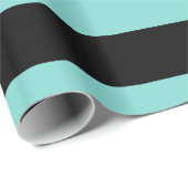 Turquoise Aqua Black XL Stripes Pattern V Cadeaupapier (Rol Hoek)