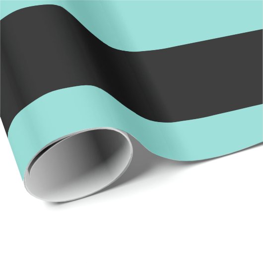 Turquoise Aqua Black XL Stripes Pattern V Cadeaupapier (Rol Hoek)