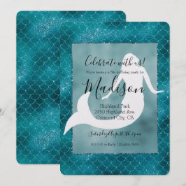 Turquoise Aqua Blauwe Glitter Schittering Zeemeerm Kaart