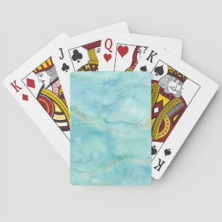 Turquoise Aqua Blauwe Kust Abstract Waterverf Pokerkaarten