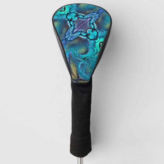 Turquoise Aqua blauwgroen blauw paars goud abstrac Golfheadcover (Voorkant)