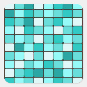 Turquoise Aqua Blauwgroen Mosaic Tile Patroon Vierkante Sticker