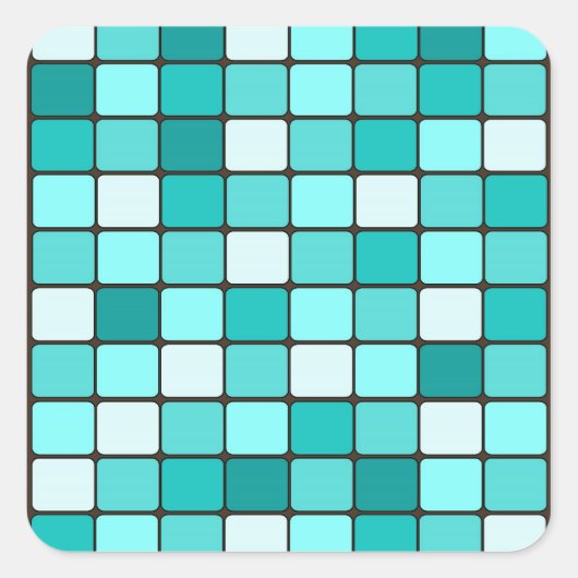  Turquoise Aqua Blauwgroen Mosaic Tile Patroon Vierkante Sticker (Voorkant)