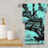 turquoise aqua blauwgroen scripts Paris Eiffel Tow Bad Handdoek
