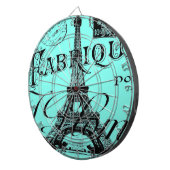 turquoise aqua blauwgroen scripts Paris Eiffel Tow Dartbord (Voorkant Rechts)