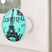 turquoise aqua blauwgroen scripts Paris Eiffel Tow Keramische Knop