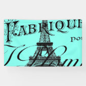turquoise aqua blauwgroen scripts Paris Eiffel Tow Spandoek (Horizontaal)