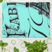 turquoise aqua blauwgroen scripts Paris Eiffel Tow Theedoek (Gevouwen)