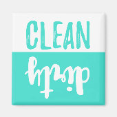 Turquoise (Aqua Blauwgroen) Witte Clean Dirty Vaat Magneet (Voorkant)