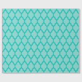 Turquoise Aqua, Blauwgroen XL Marokkaanse Quatrefo Cadeaupapier (Vlak)