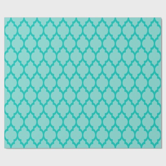 Turquoise Aqua, Blauwgroen XL Marokkaanse Quatrefo Cadeaupapier (Vlak)