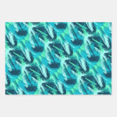 Turquoise Aqua Blue Brush Inpakpapier Vel (Voorkant)