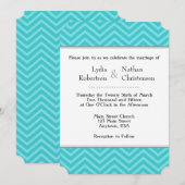 Turquoise Aqua Blue Chevron Wedding Invitations Kaart (Voorkant / Achterkant)