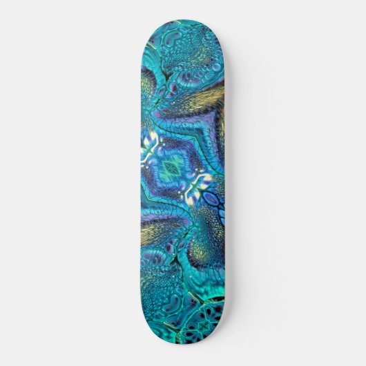 Turquoise Aqua Blue Dragon Skin Abstract Persoonlijk Skateboard (Voorkant)