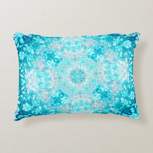 Turquoise Aqua Blue Floral Pattern Accent Kussen