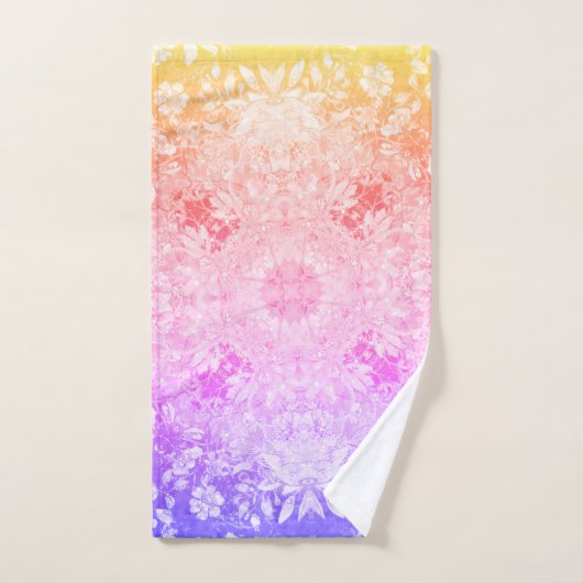 Turquoise Aqua Blue Floral Pattern Bad Handdoek (Handdoek)