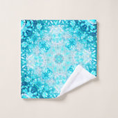 Turquoise Aqua Blue Floral Pattern Bad Handdoek (Wasdoekje)