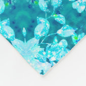 Turquoise Aqua Blue Floral Pattern Fleece Deken (Hoek)