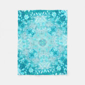 Turquoise Aqua Blue Floral Pattern Fleece Deken (Voorkant)