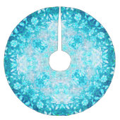 Turquoise Aqua Blue Floral Pattern Kerstboom Rok (Voorkant)