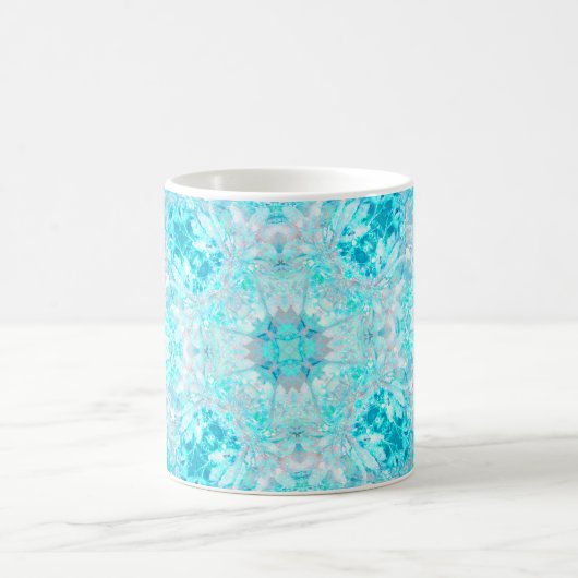 Turquoise Aqua Blue Floral Pattern Koffiemok (Center)