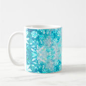 Turquoise Aqua Blue Floral Pattern Koffiemok (Links)