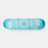 Turquoise Aqua Blue Floral Pattern Persoonlijk Skateboard (Horizontaal)