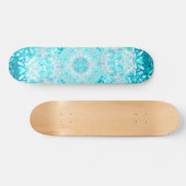 Turquoise Aqua Blue Floral Pattern Persoonlijk Skateboard (Horizontaal)