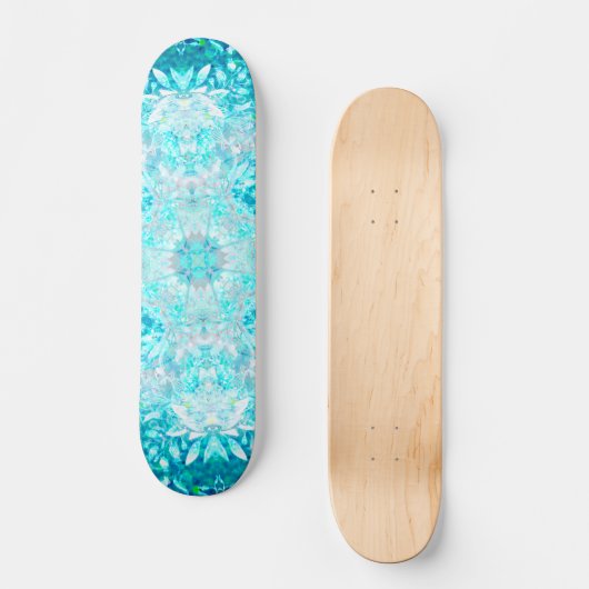 Turquoise Aqua Blue Floral Pattern Persoonlijk Skateboard (Voorkant)