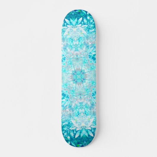 Turquoise Aqua Blue Floral Pattern Persoonlijk Skateboard (Voorkant)