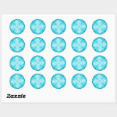 Turquoise Aqua Blue Floral Pattern Ronde Sticker (Vel)