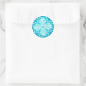 Turquoise Aqua Blue Floral Pattern Ronde Sticker (Tas)