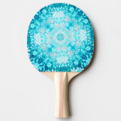 Turquoise Aqua Blue Floral Pattern Tafeltennisbatje (Achterkant)