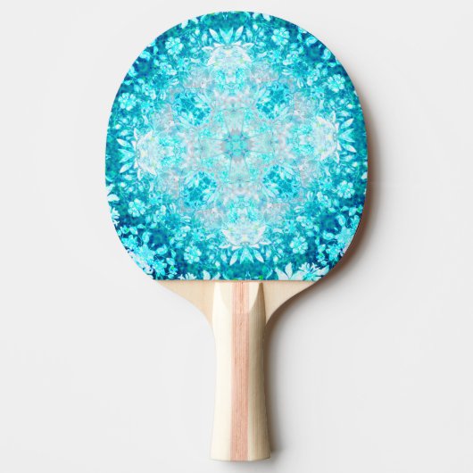 Turquoise Aqua Blue Floral Pattern Tafeltennisbatje (Voorkant)