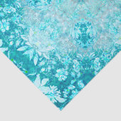 Turquoise Aqua Blue Floral Pattern Tissuepapier (Detail)