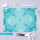 Turquoise Aqua Blue Floral Pattern Tissuepapier (Craft)