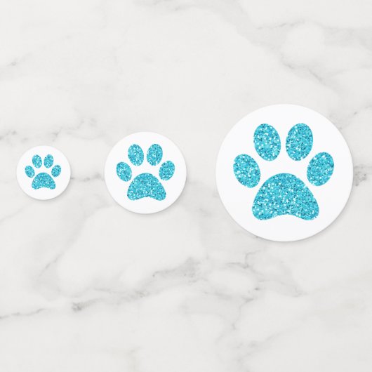 Turquoise Aqua Blue Glitter Paw Print Table Confetti (Achterkanten)