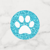 Turquoise Aqua Blue Glitter Paw Print Table Confetti (Kleine voorkant)