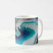 Turquoise Aqua Blue Gold Gemstone Acrylpour Art Koffiemok (Voorkant rechts)