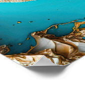 Turquoise Aqua Blue Gold Gemstone Acrylpour Art Poster (Hoek)