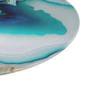 Turquoise Aqua Blue Gold Gemstone Acrylpour Art Snijplank (Hoek)