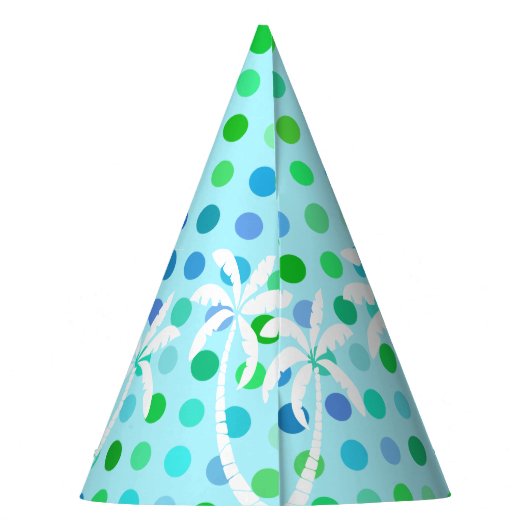 Turquoise Aqua Blue Lime Green Polkadots Pattern Feesthoedjes (Achterkant)