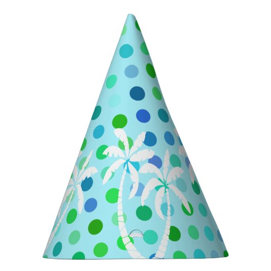 Turquoise Aqua Blue Lime Green Polkadots Pattern Feesthoedjes (Rechts)