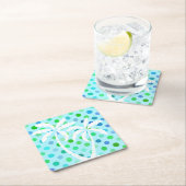 Turquoise Aqua Blue Lime Green Polkadots Pattern Kartonnen Onderzetters (Insitu)