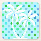 Turquoise Aqua Blue Lime Green Polkadots Pattern Kartonnen Onderzetters (Voorkant)